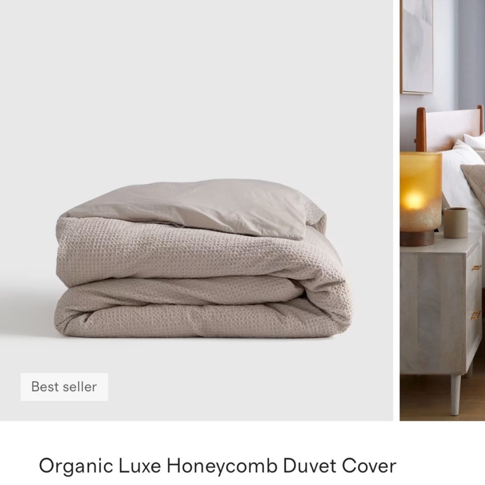 Quince Organic Honeycomb Duvet Cover - Beige